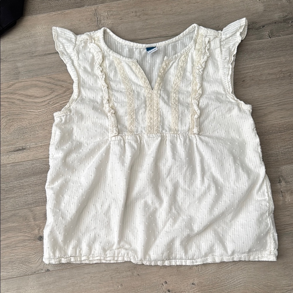 Old Navy Cream Kids Ruffle Sleeve Blouse